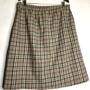 Liz Claiborne 20 Vintage Plaid Faux Wool Pencil Skirt Beige Womens Plus size